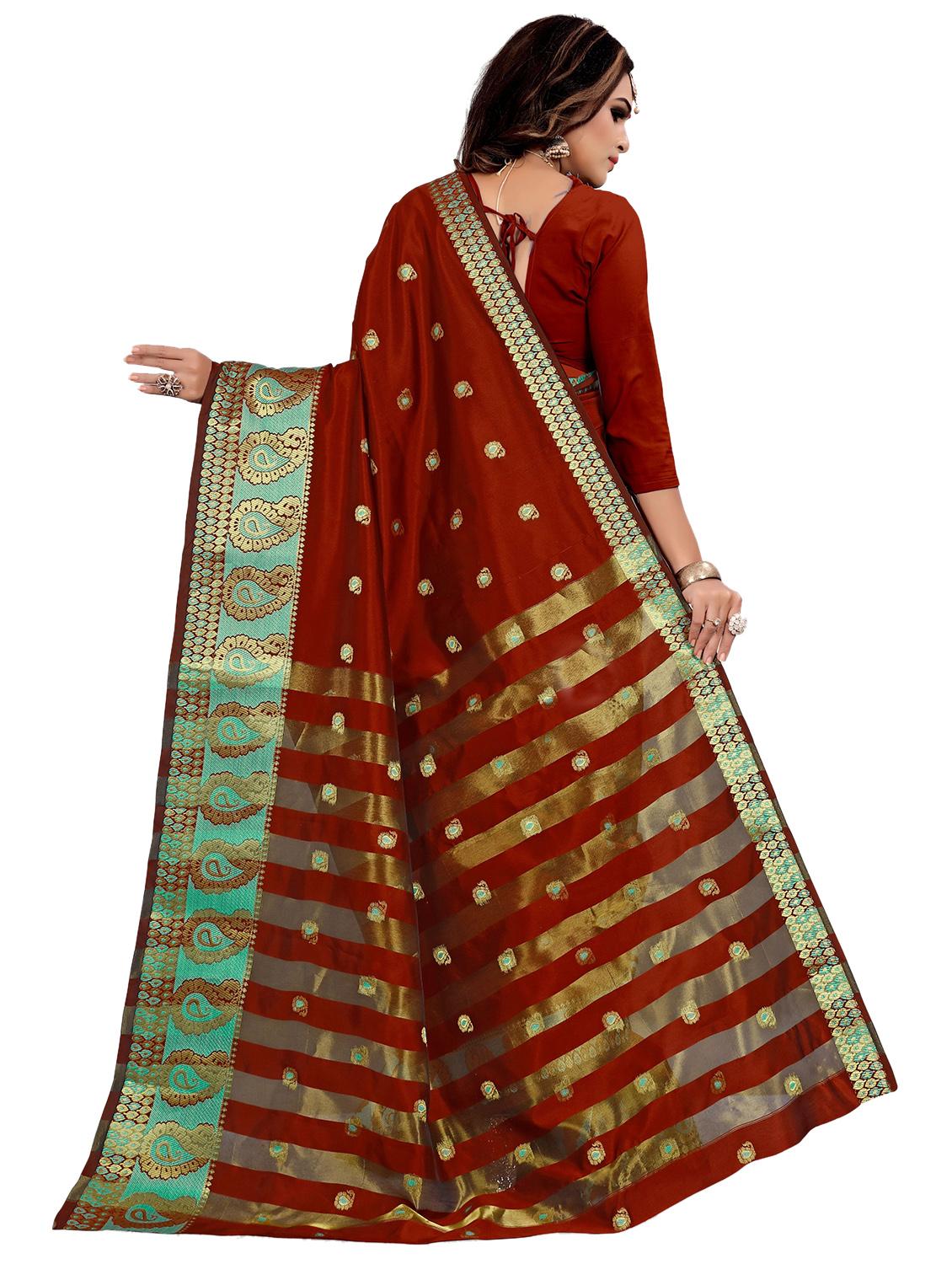 self deisgn banarasi saree with blouse - 17152763 - Standard Image - 1