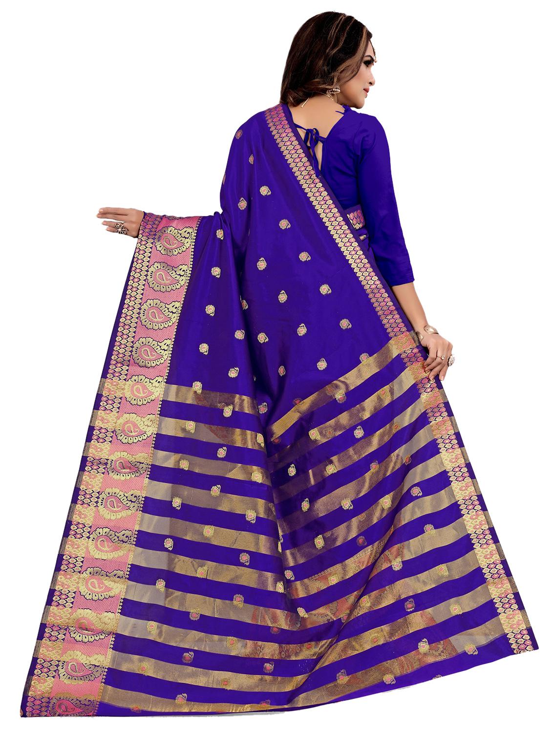self deisgn banarasi saree with blouse - 17152764 - Standard Image - 1