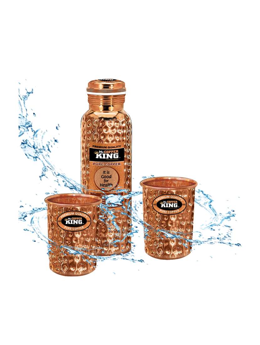  hammered water bottle with 2 tumbler (set of 3)