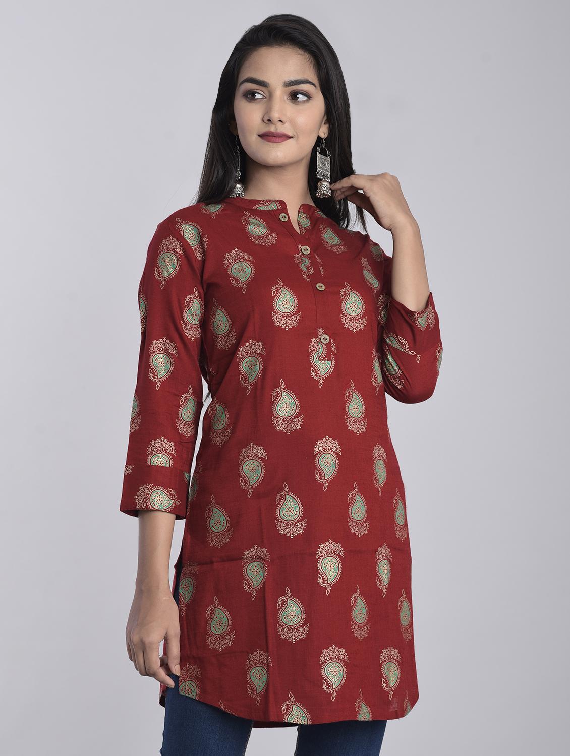 printed straight kurti - 17153254 -  Standard Image - 1