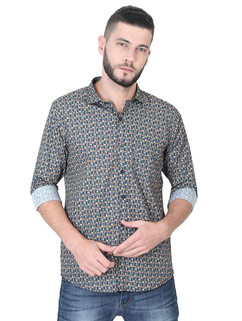 blue printed casual shirt