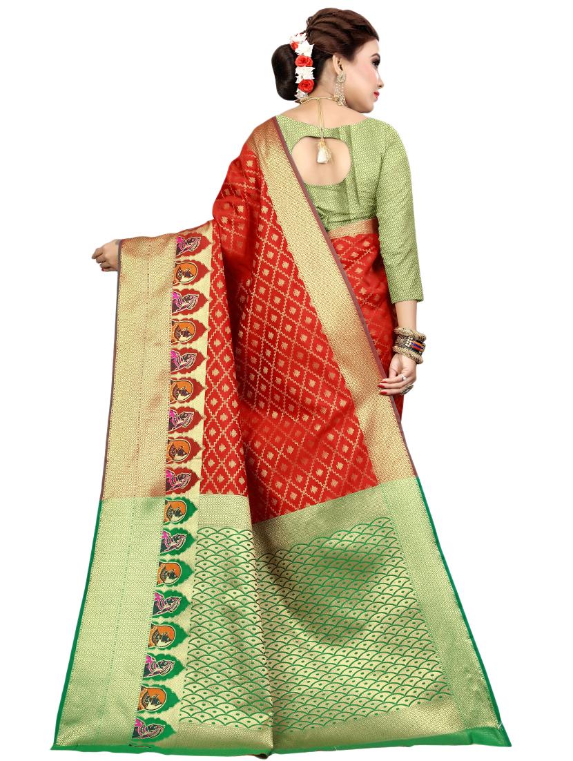 self design banarasi saree with blouse - 17153680 - Standard Image - 1