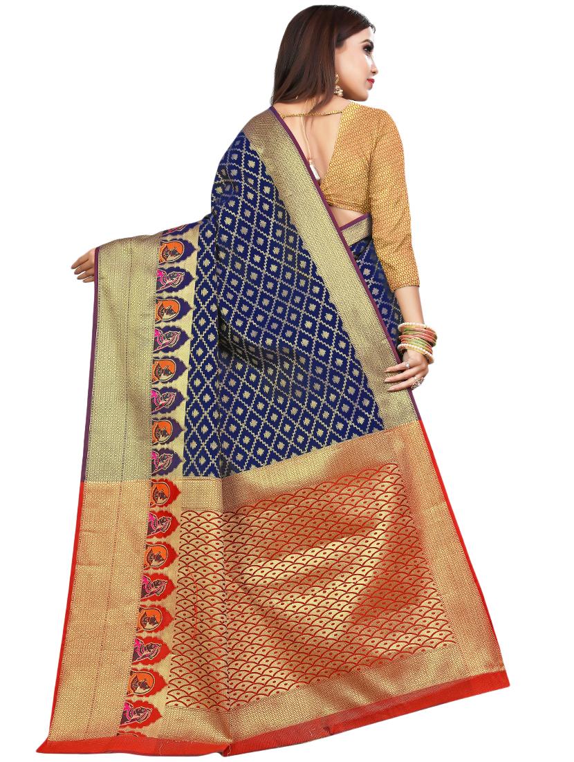 self design kanjivaram saree with blouse - 17153683 - Standard Image - 1
