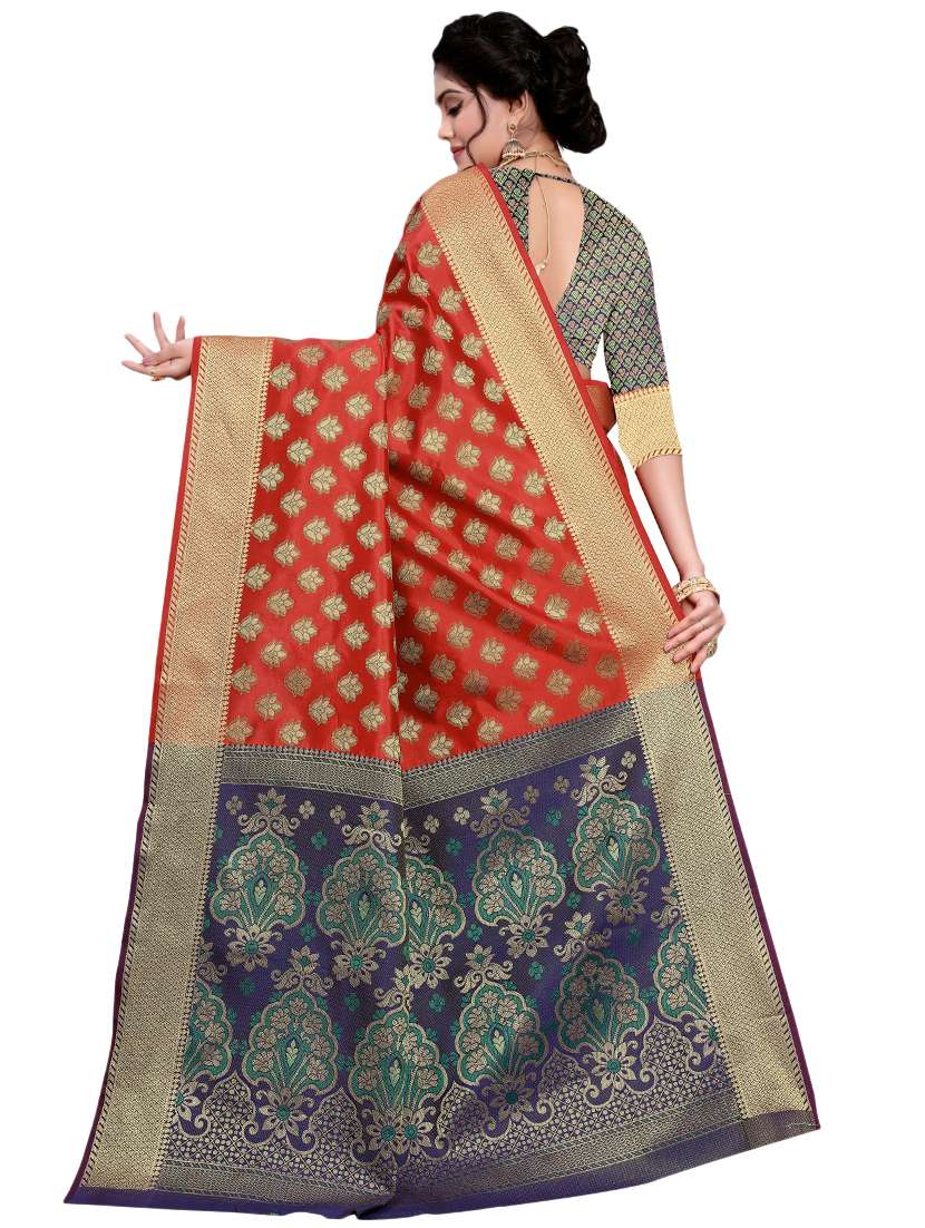 self design banarasi saree with blouse - 17153688 -  Standard Image - 1