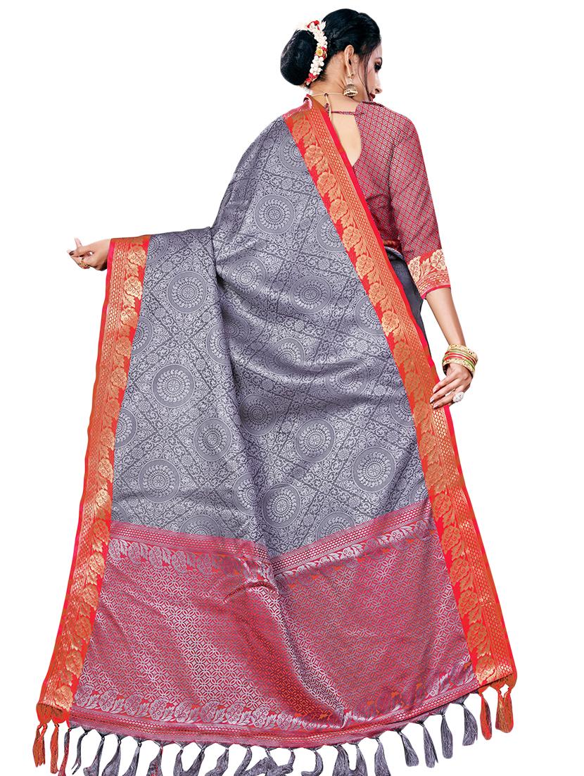 self design woven saree with blouse - 17153692 -  Standard Image - 1