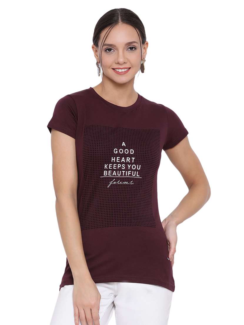 women's front print crew neck t-shirt