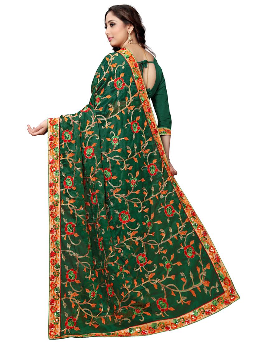 floral embroidered saree with blouse - 17154120 -  Standard Image - 1