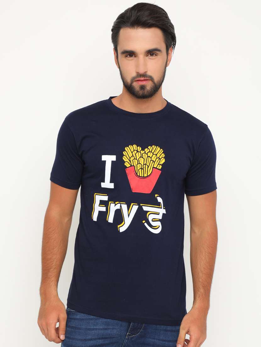 men round neck front print t-shirt