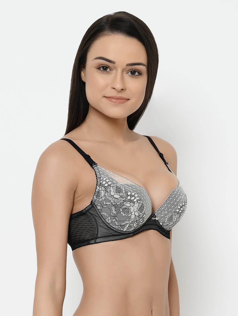 lace panel plunge bra - 17154803 - Standard Image - 1