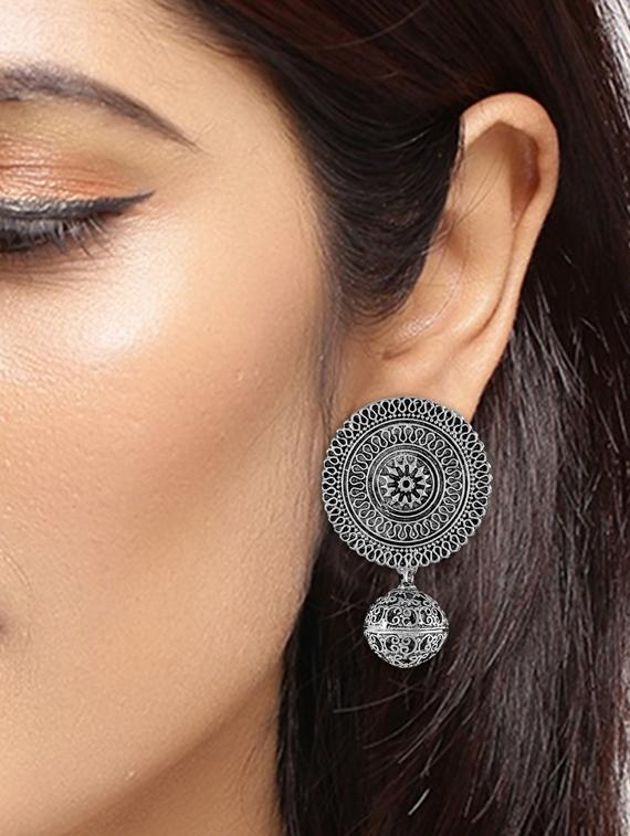 silver tone silver plated drop earring - 17155972 -  Standard Image - 1