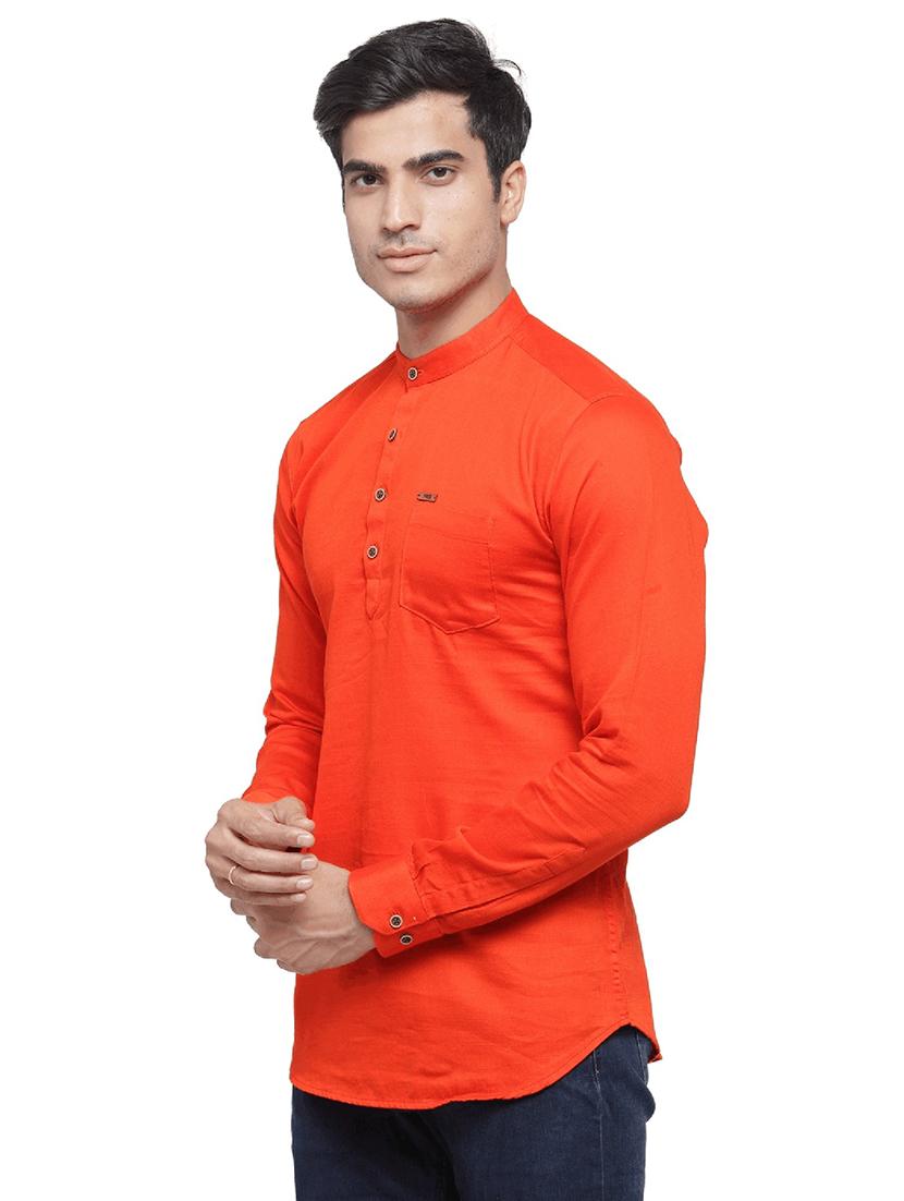 orange solid short kurta - 17156440 -  Standard Image - 1