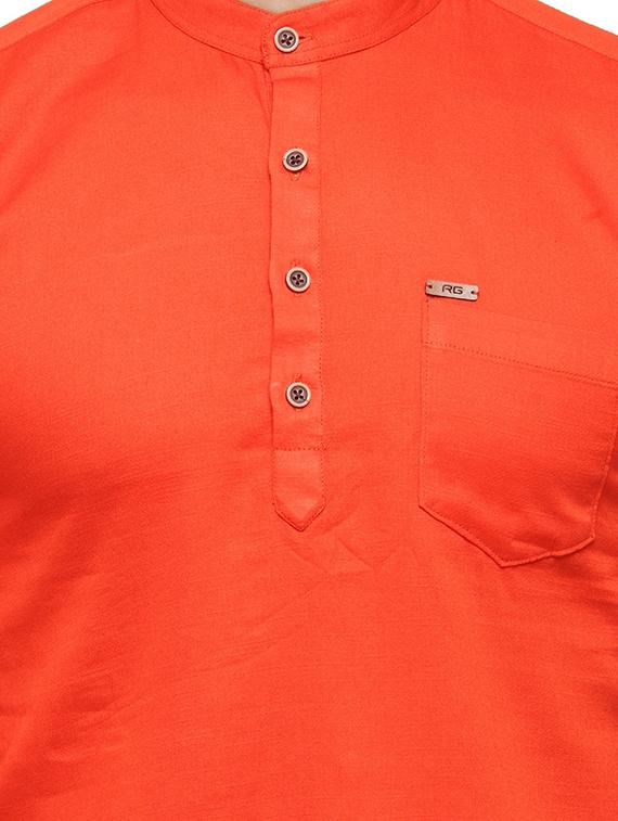 orange solid short kurta - 17156440 - Standard Image - 4