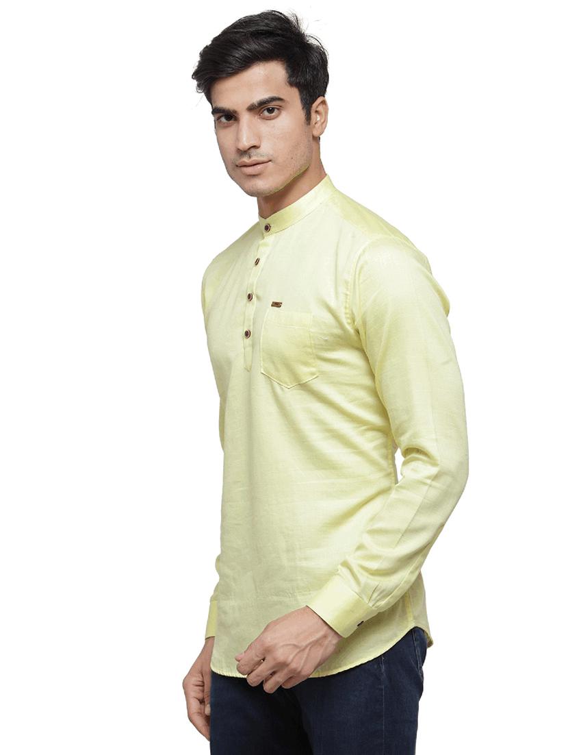 yellow solid short kurta - 17156444 - Standard Image - 1