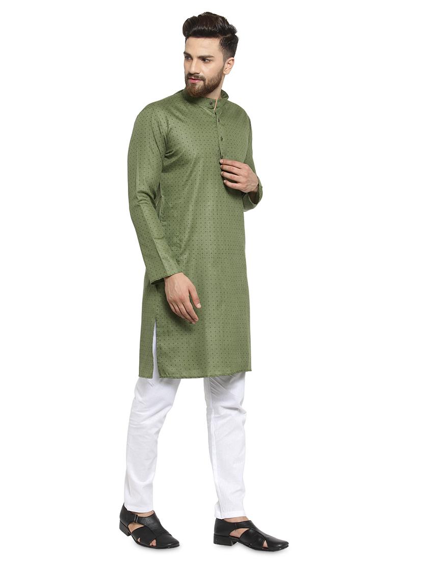 olive green printed kurta pyjama set - 17156449 - Standard Image - 1