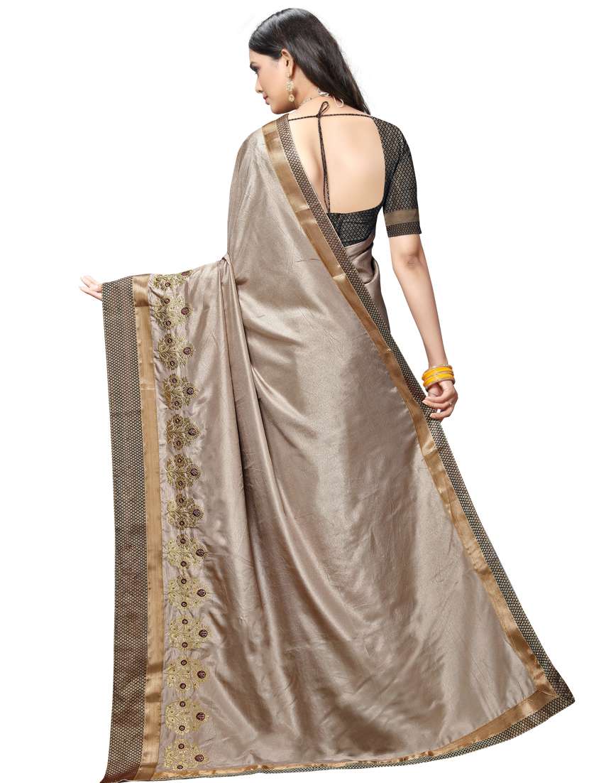 bordered embroidered saree with blouse - 17159563 -  Standard Image - 1
