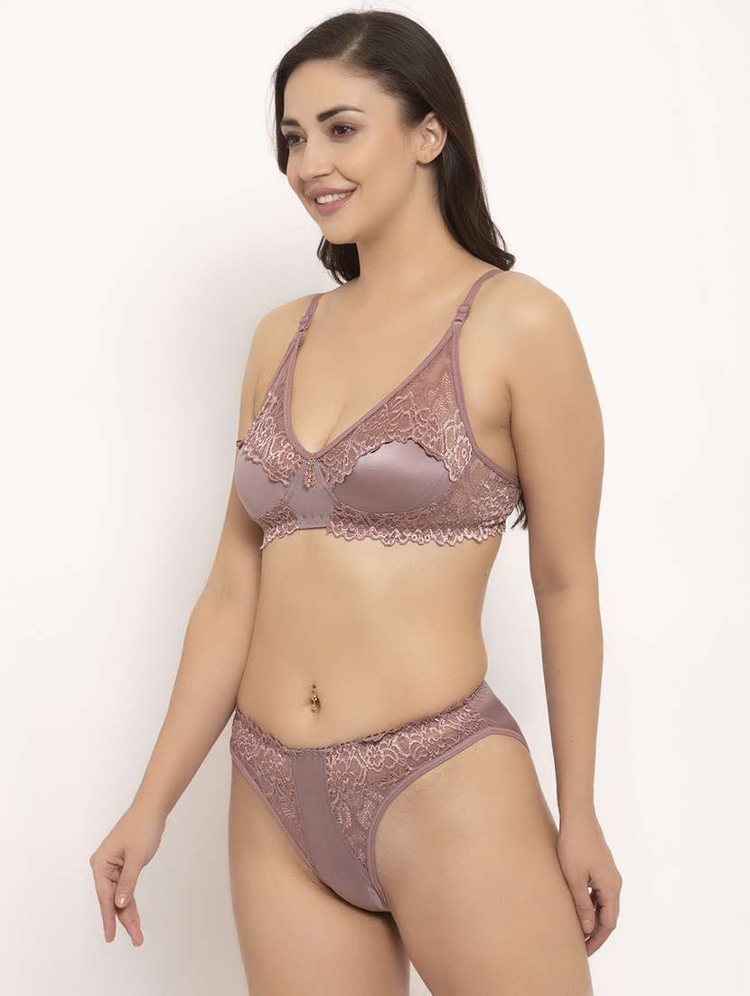 lace panel bra & panty set - 17160089 - Standard Image - 1