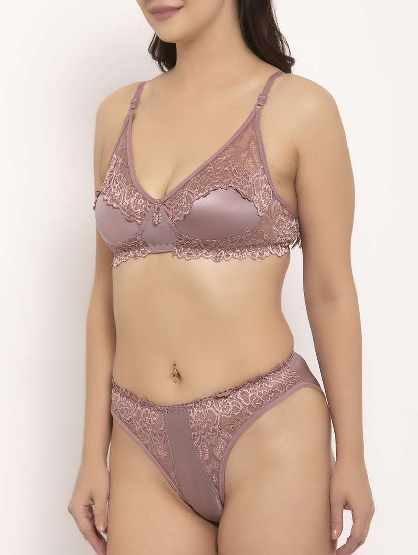 lace panel bra & panty set - 17160089 - Standard Image - 4