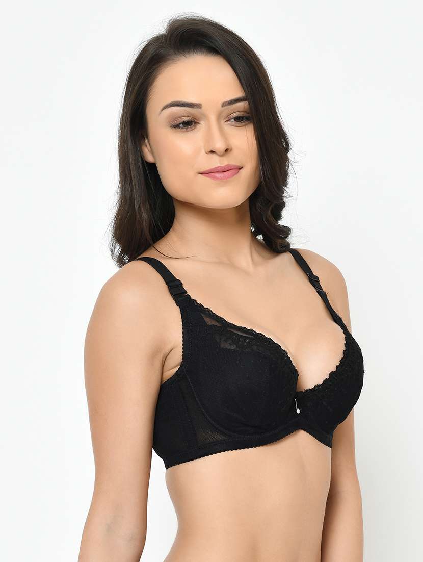 black cotton regular bra - 17160154 -  Standard Image - 1