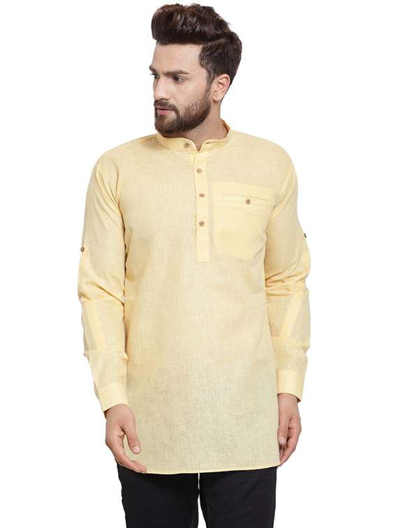 yellow solid short kurta