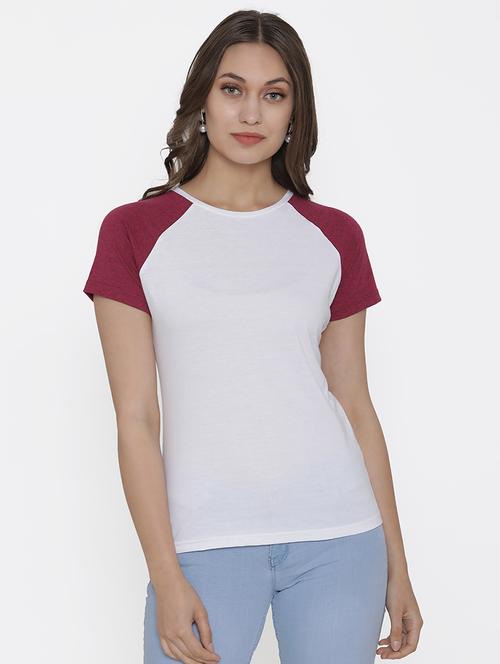 women's color block round neck t-shirt - 17161884 - Standard Image - 0