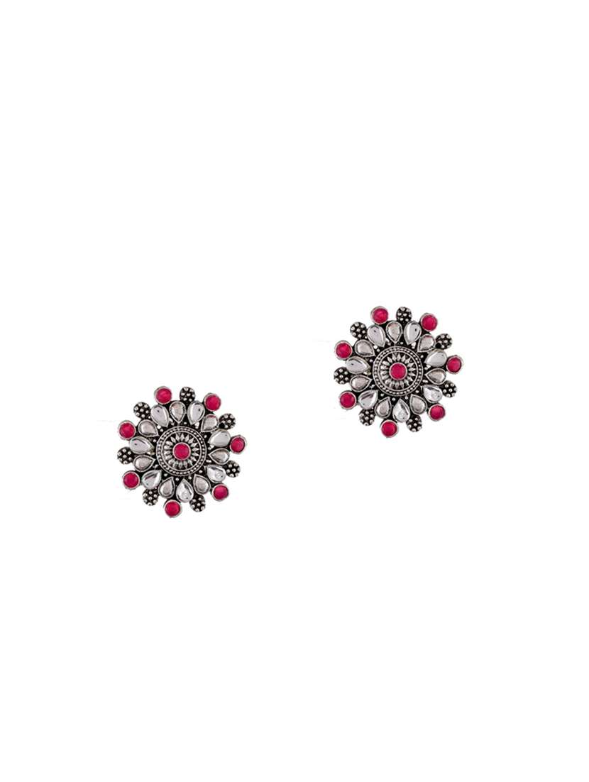 pink tone  silver plated studs earring
