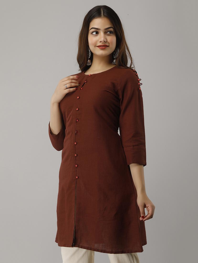 button up a-line kurta - 17162937 - Standard Image - 1