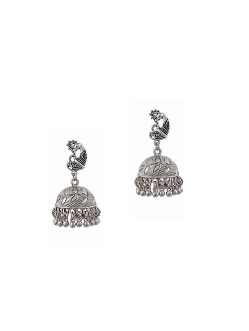 silver tone silver plated jhumka earring - 17164272 -  Standard Image - 0
