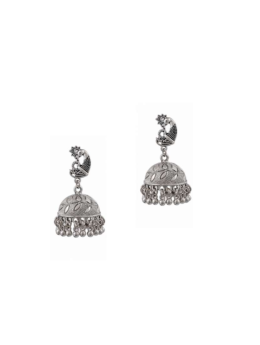 silver tone silver plated jhumka earring
