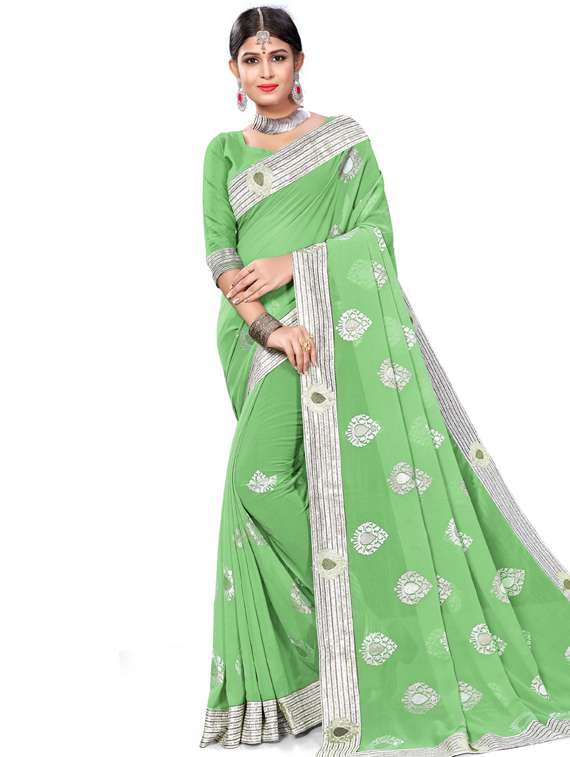 pastel embroidered saree