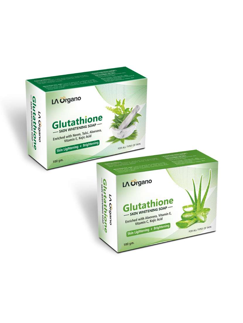 glutathione whitening soap with neem tulsi  & glutathione aloe vera soap for skin lightening,brightening-(pack of 2,100gm each)