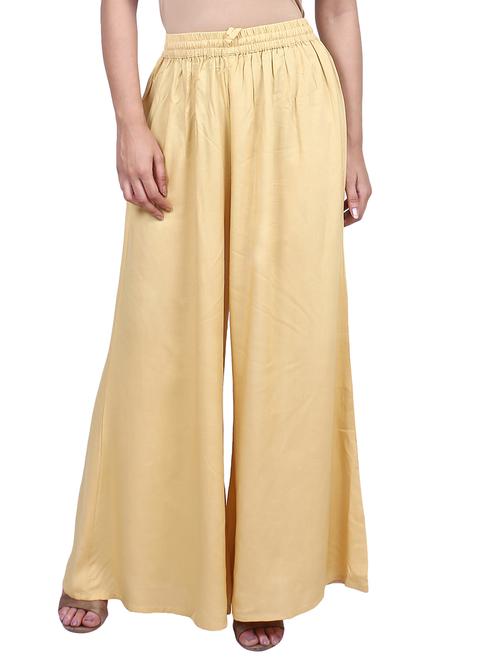 beige rayon palazzos - 17166560 -  Standard Image - 0