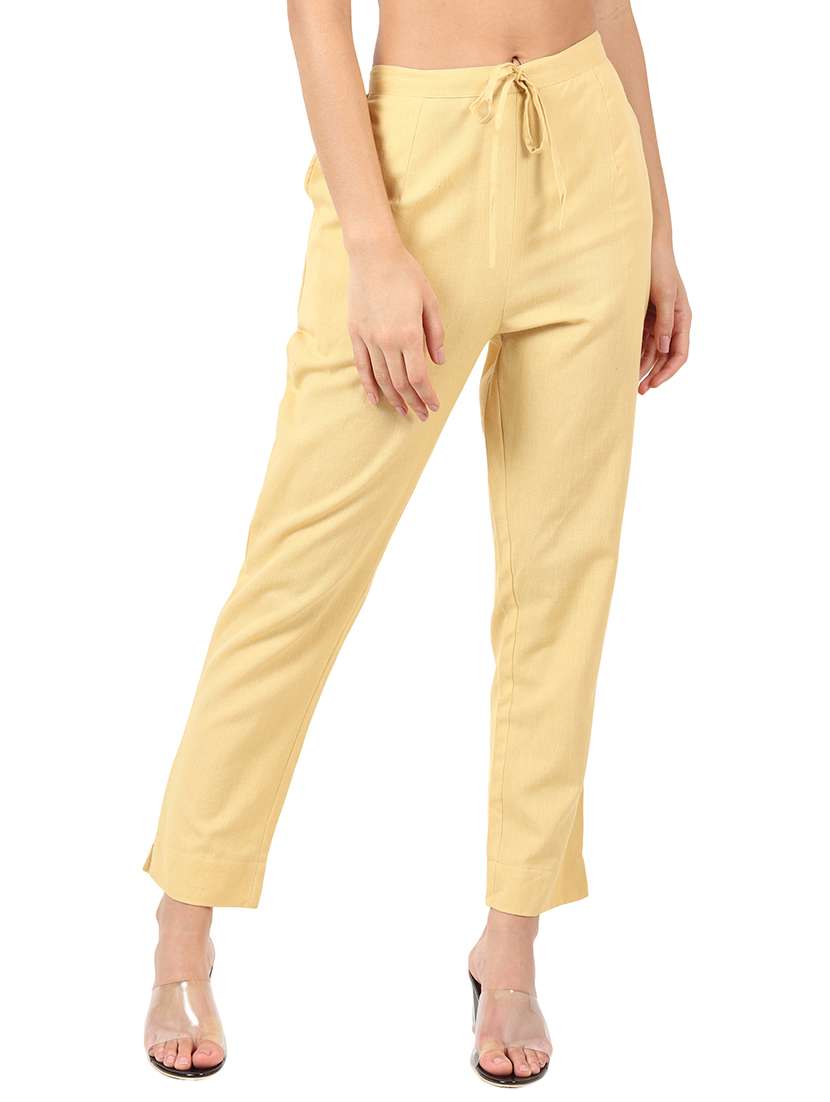 women solid mid rise cigarette pants 