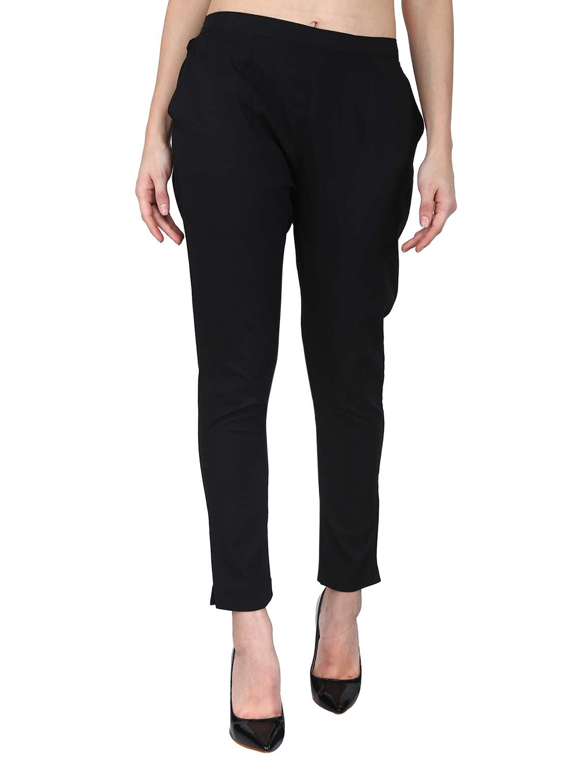 women solid mid rise cigarette pants  - 17166577 -  Zoom Image - 0