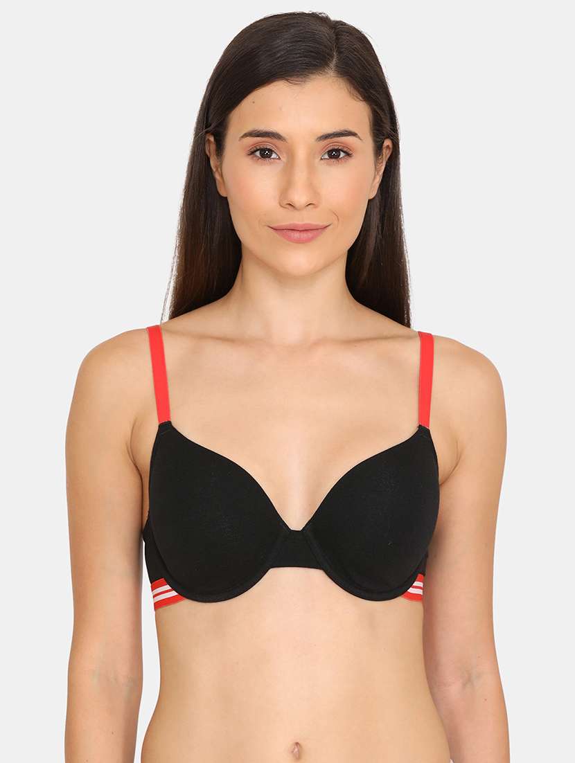 black cotton push up bra