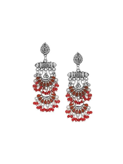 red silver plated chandellier earring - 17168606 -  Standard Image - 0