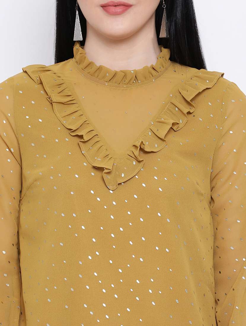 women's ruffle round neck top - 17169587 -  Standard Image - 4