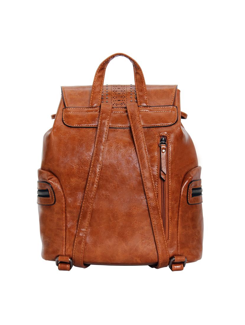 tan leatherette (pu) fashion backpack - 17170027 - Standard Image - 1