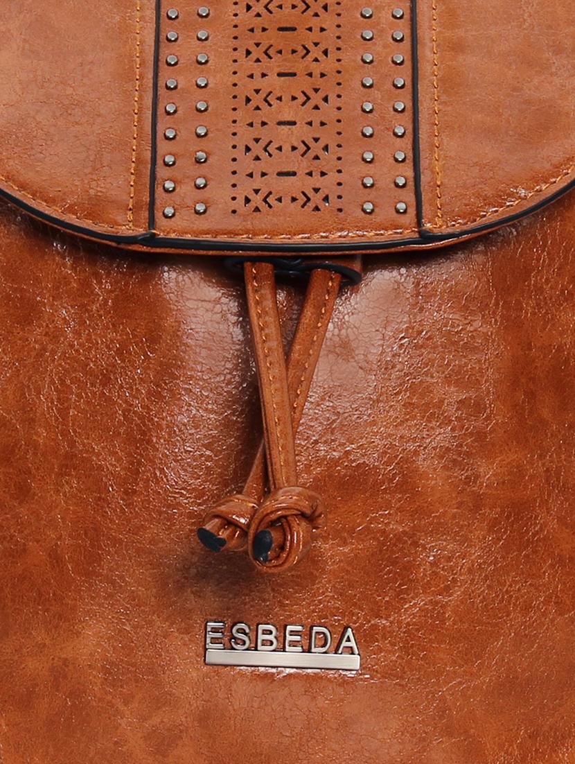 tan leatherette (pu) fashion backpack - 17170027 - Standard Image - 4