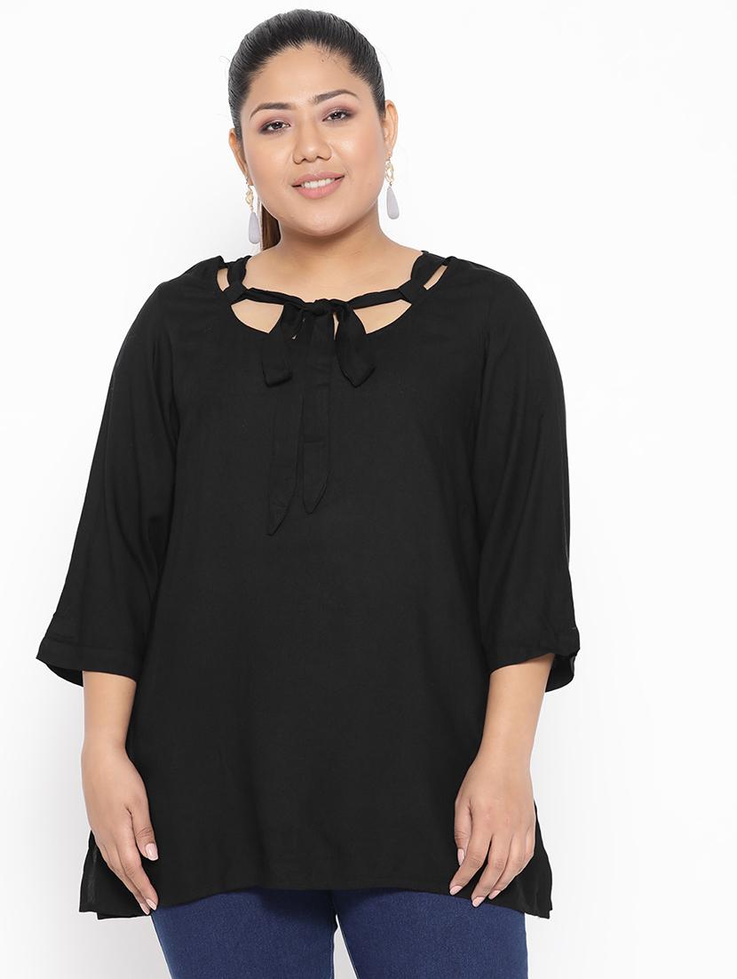 women's a line tie-up neck top - 17170184 - Zoom Image - 0
