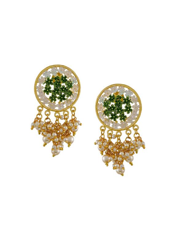 green gold plated drop earring - 17170351 - Zoom Image - 0