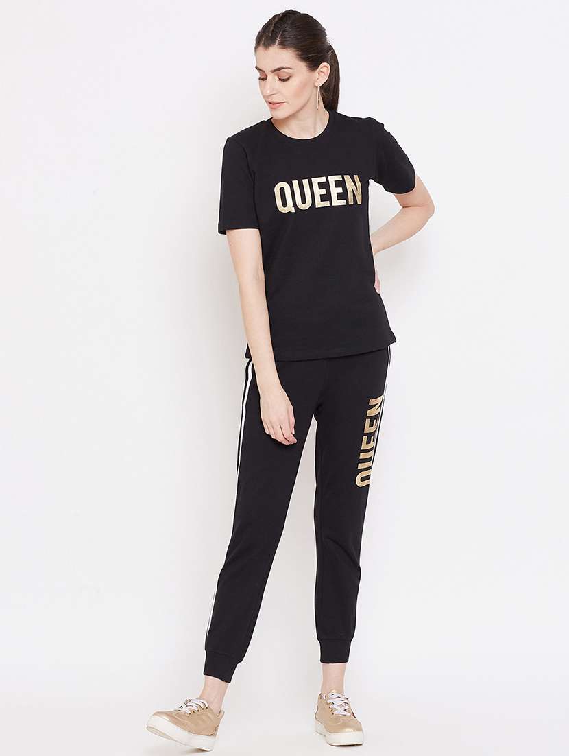 foil print joggers set 