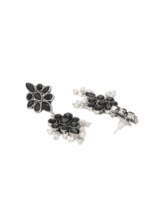 black silver plated drop earring - 17170558 - Standard Image - 1