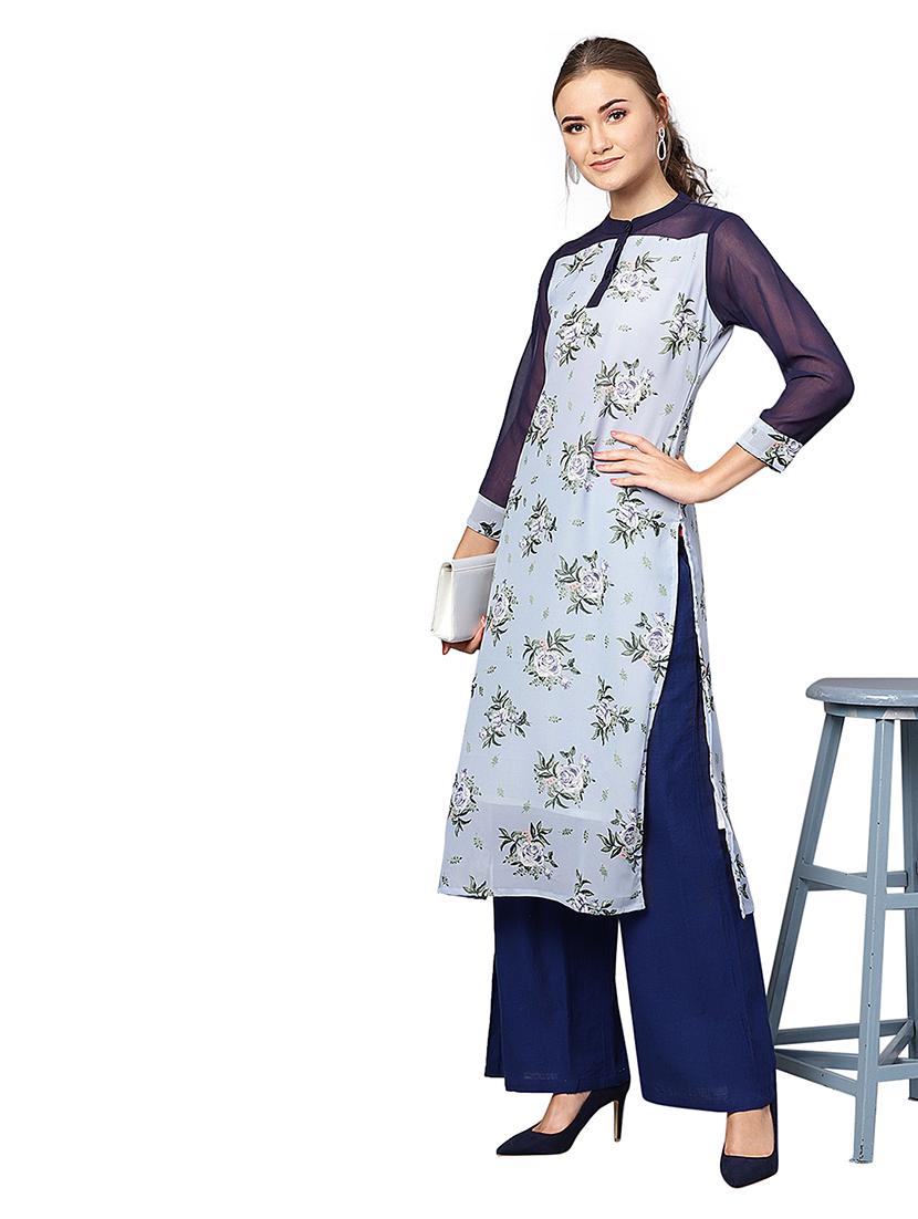 floral straight kurta - 17170603 - Standard Image - 4