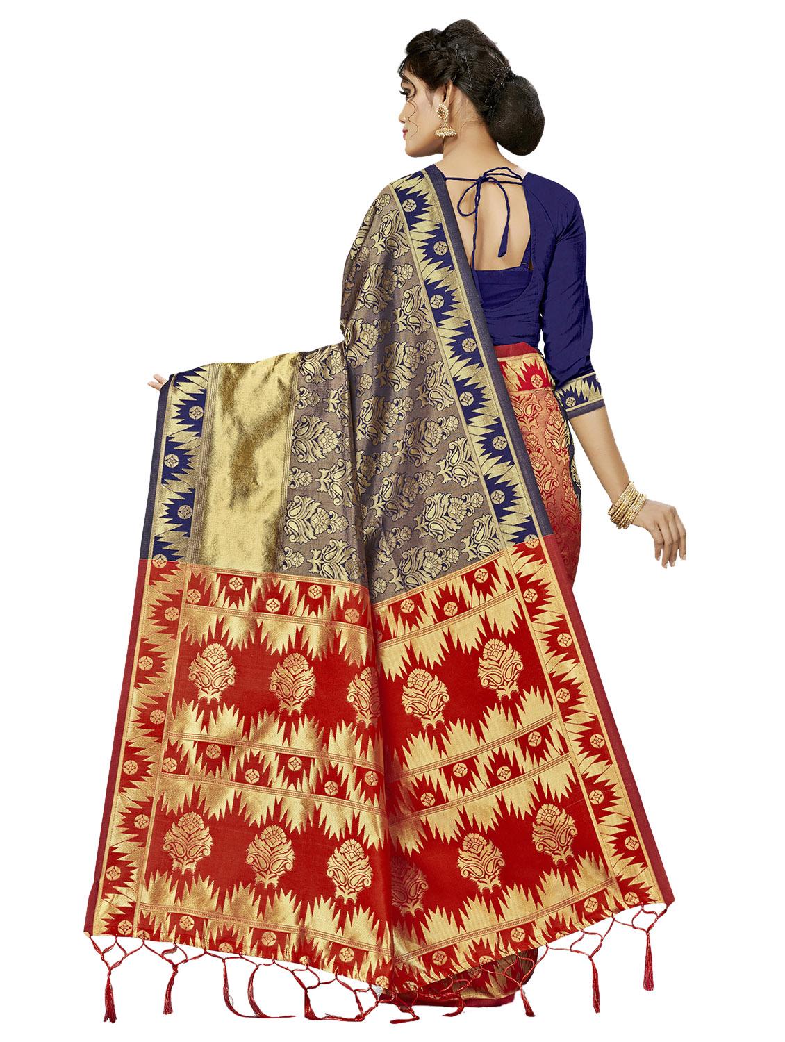 self design woven saree with blouse - 17171075 - Standard Image - 1