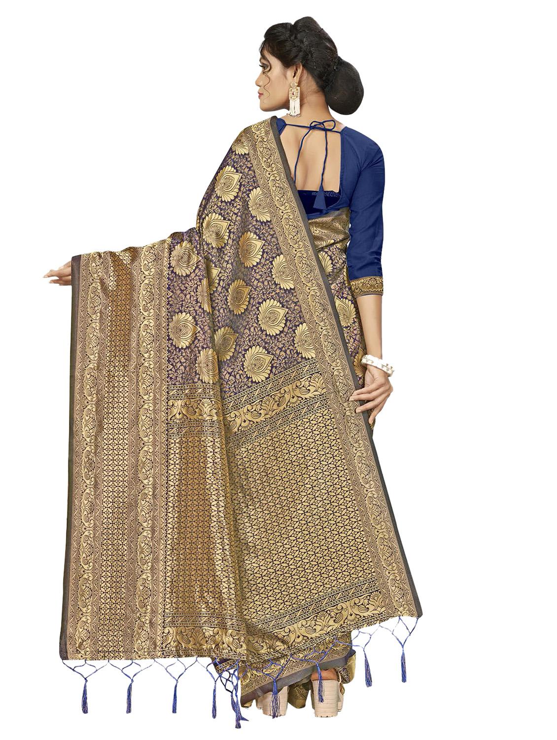 self design woven saree with blouse - 17171077 - Standard Image - 1