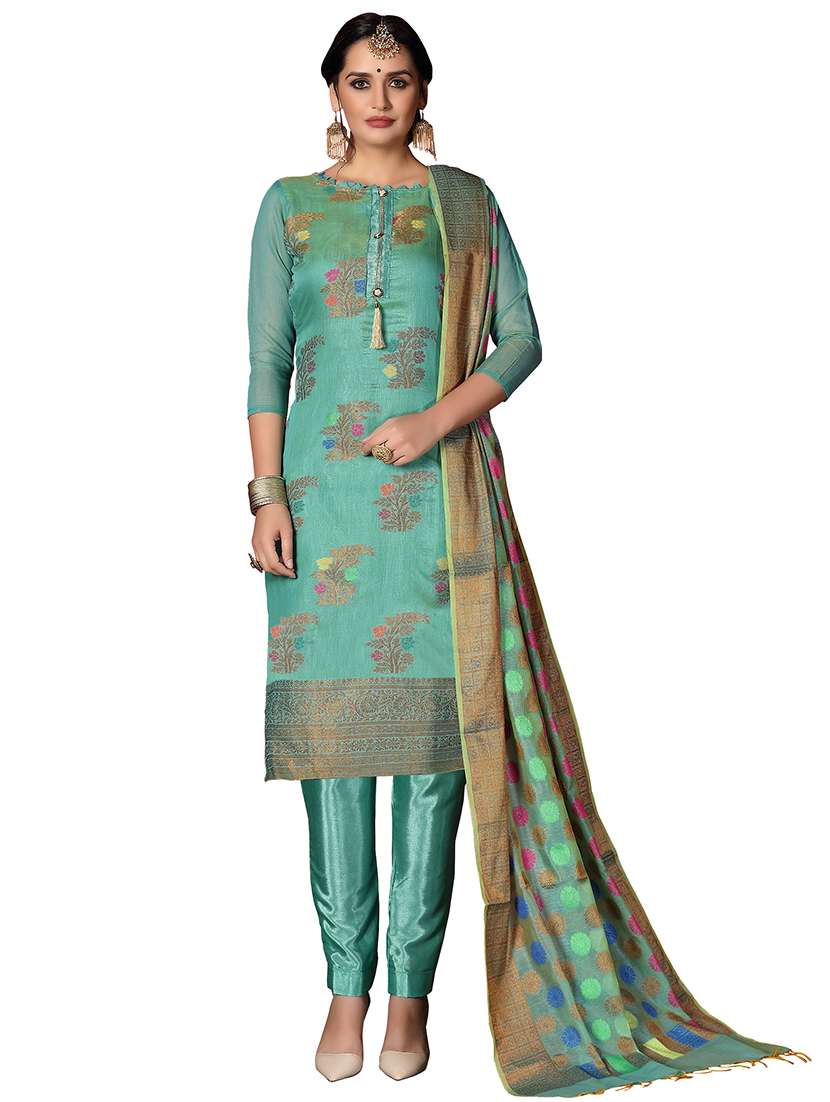 zari work churidaar semi-stitched suit