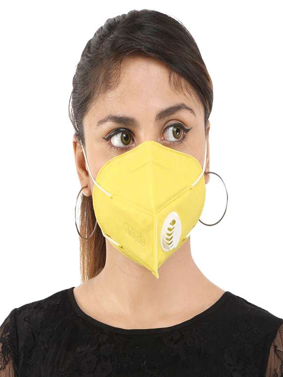 yellow nonwoven antipollution women mask - 17171939 - Standard Image - 1