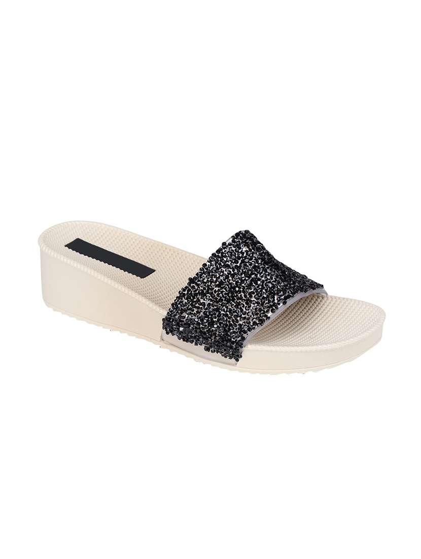 black plastic slippers flip flops
