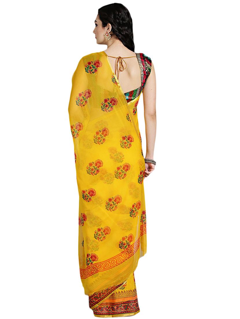 floral printed saree with blouse - 17175025 - Standard Image - 1
