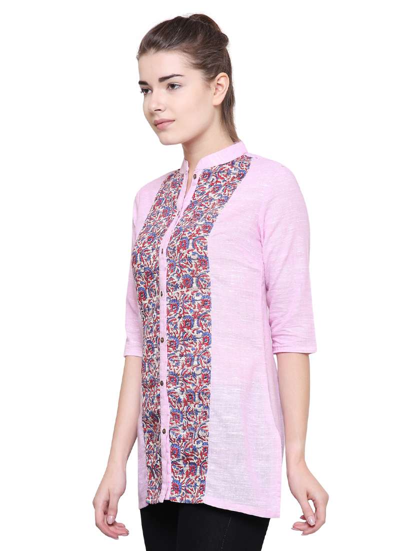 pink khadi cotton regular tunic - 17181483 -  Standard Image - 1